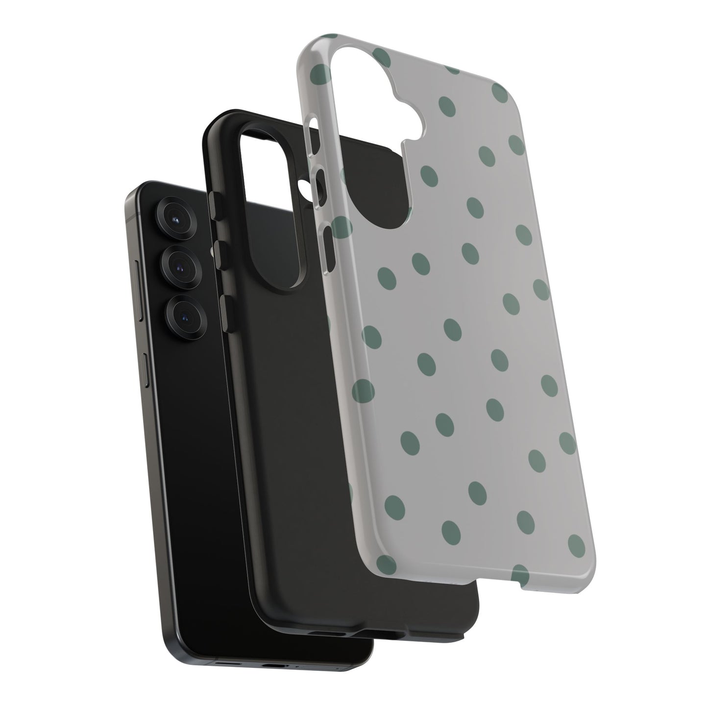 Gray & Green Polka Phone Case