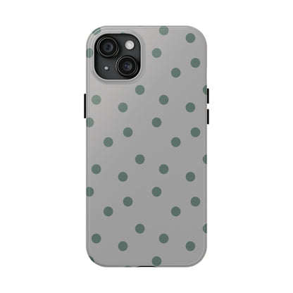 Gray & Green Polka Phone Case