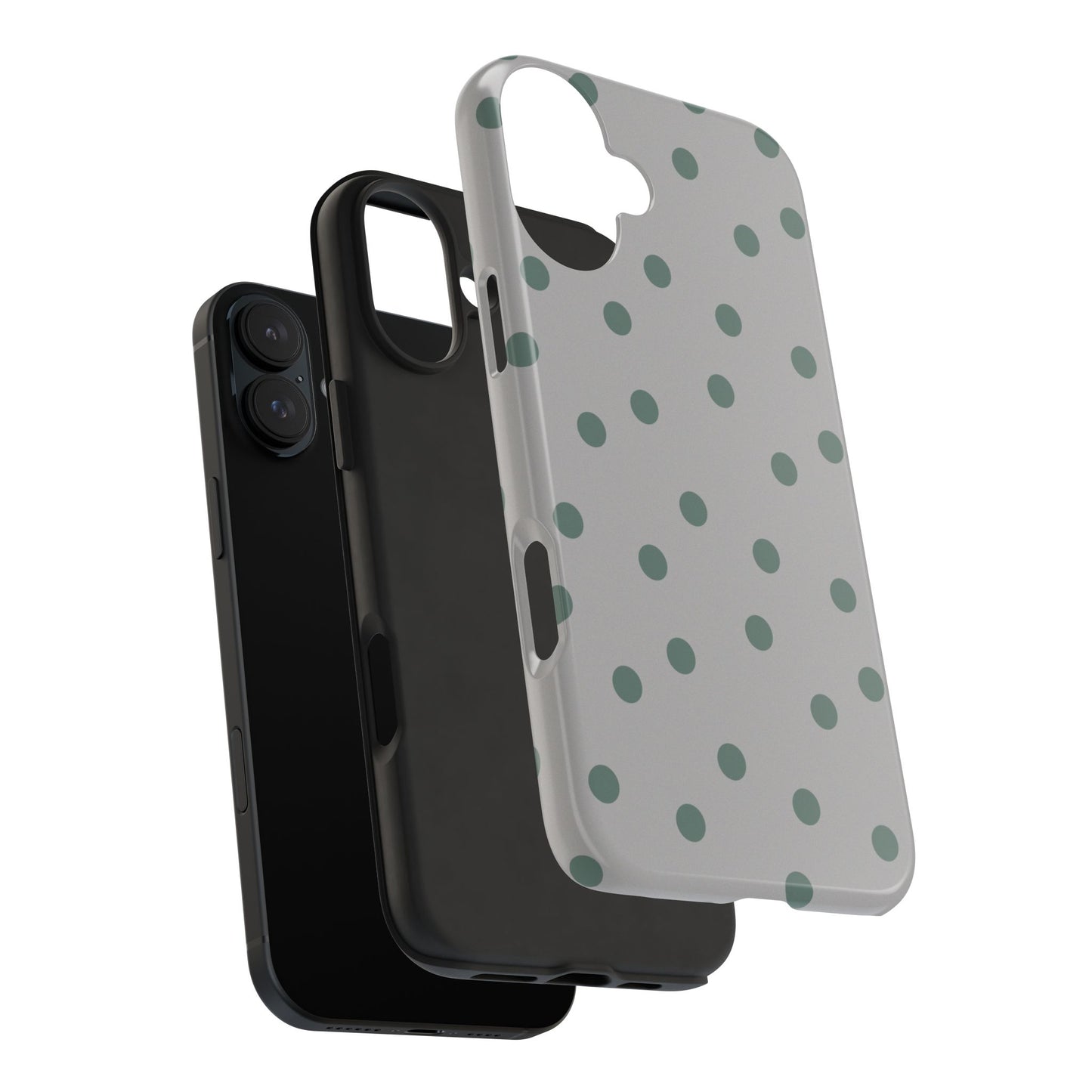 Gray & Green Polka Phone Case
