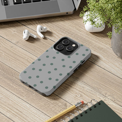 Gray & Green Polka Phone Case