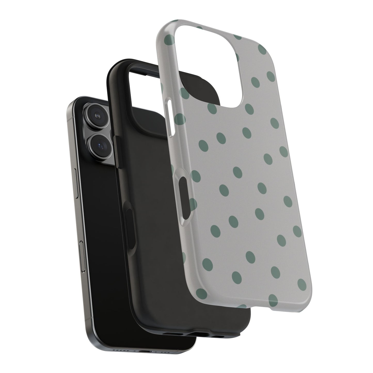 Gray & Green Polka Phone Case