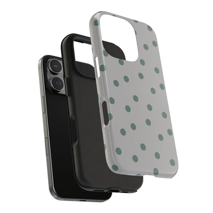 Gray & Green Polka Phone Case