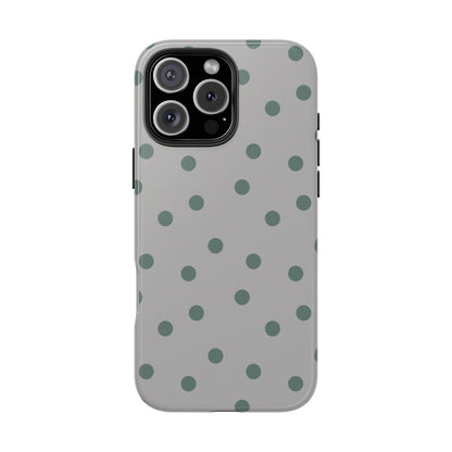 Gray & Green Polka Phone Case