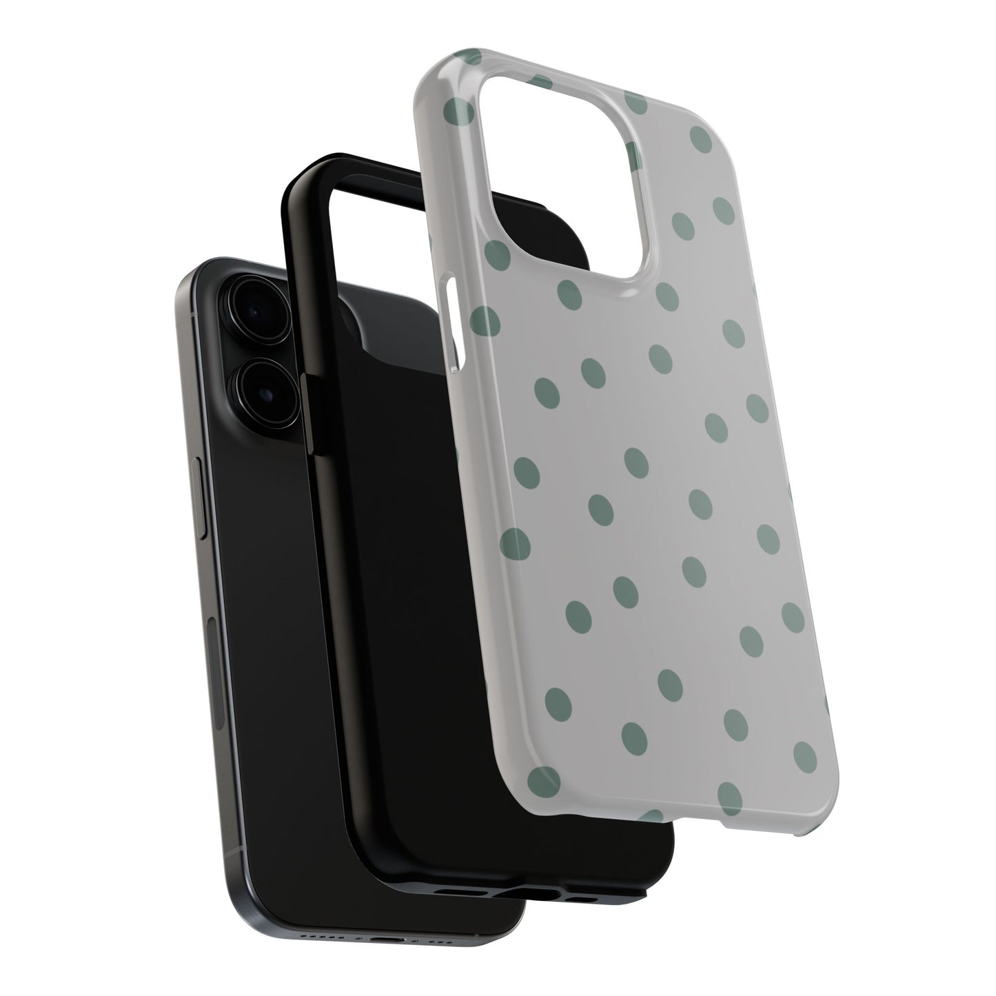 Gray & Green Polka Phone Case