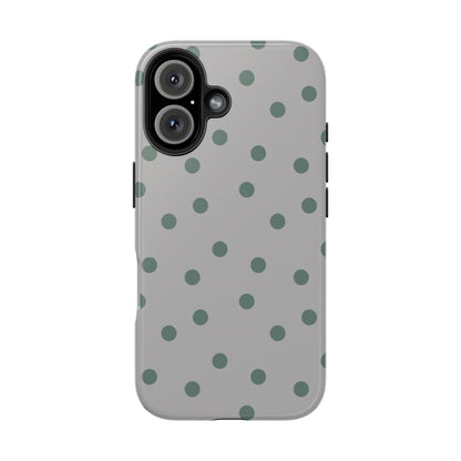 Gray & Green Polka Phone Case