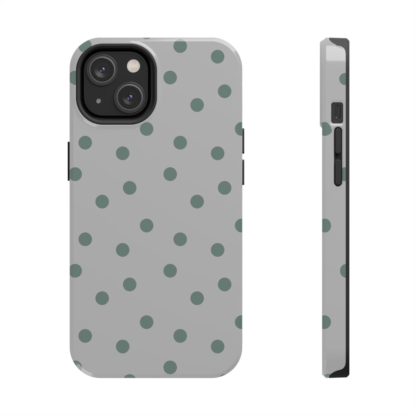 Gray & Green Polka Phone Case