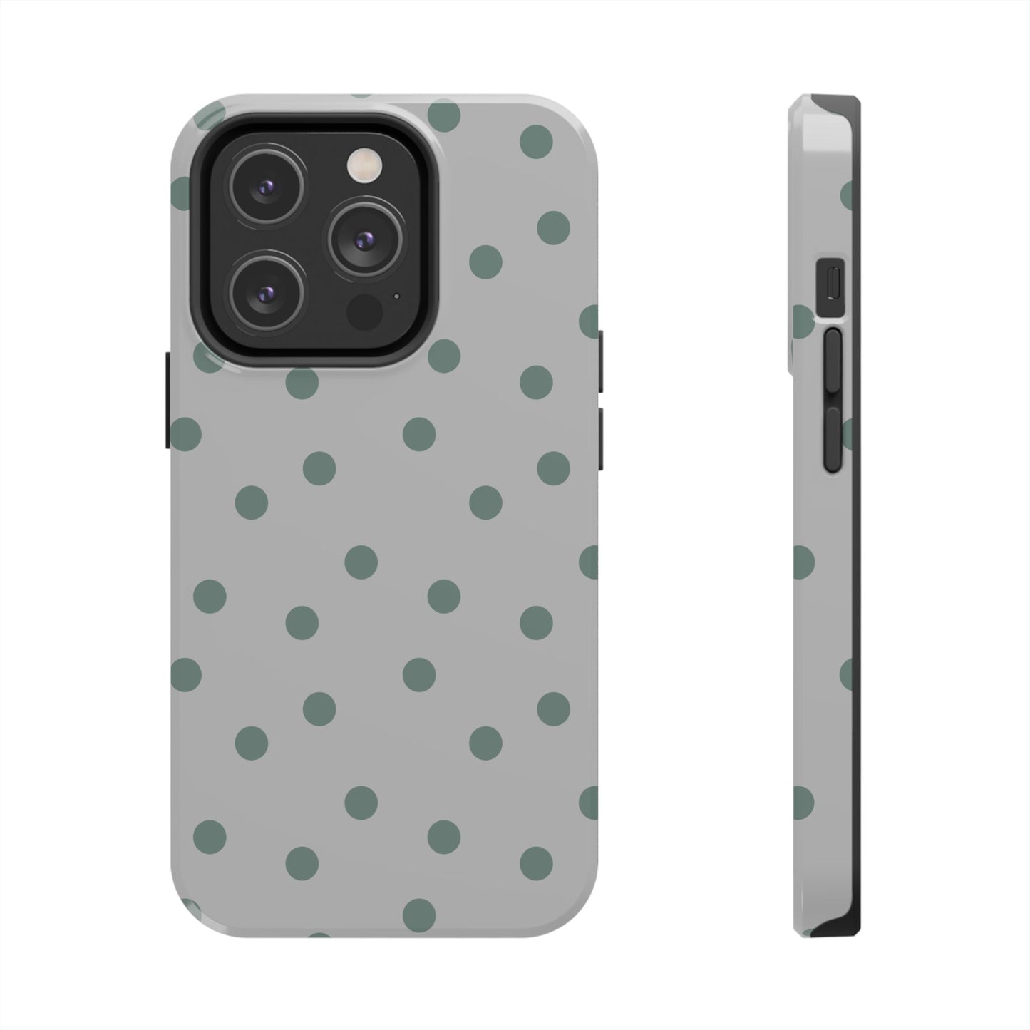 Gray & Green Polka Phone Case