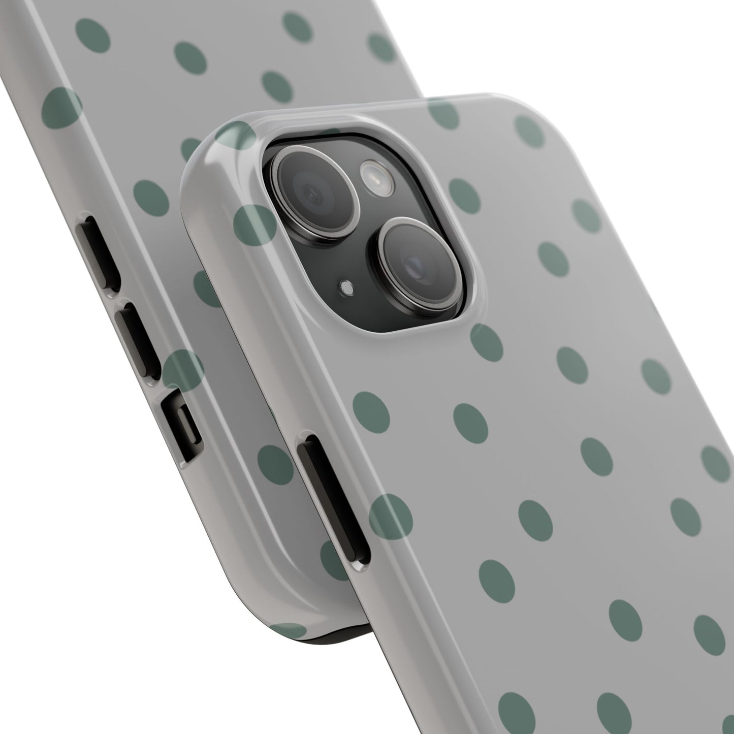 Gray & Green Polka Phone Case