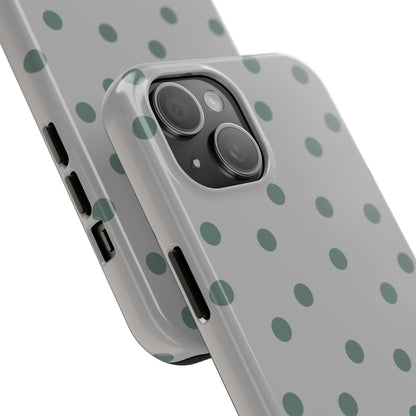 Gray & Green Polka Phone Case