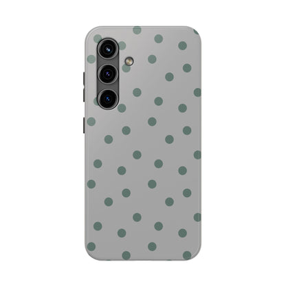 Gray & Green Polka Phone Case