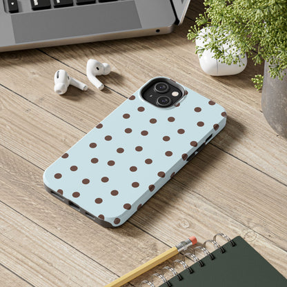 Blue & Brown Polka Phone Case