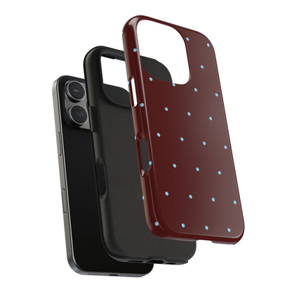 Burgundy & Blue Polka Phone Case