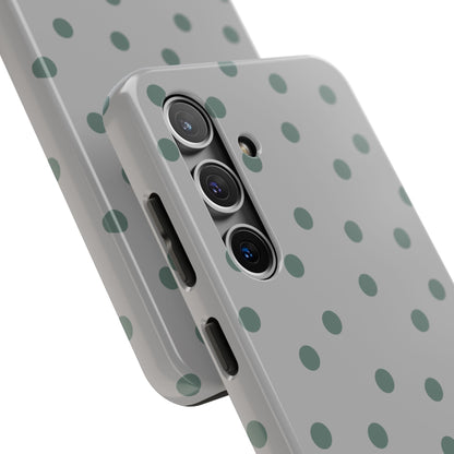 Gray & Green Polka Phone Case