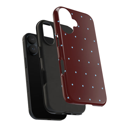Burgundy & Blue Polka Phone Case
