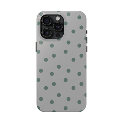 Gray & Green Polka Phone Case