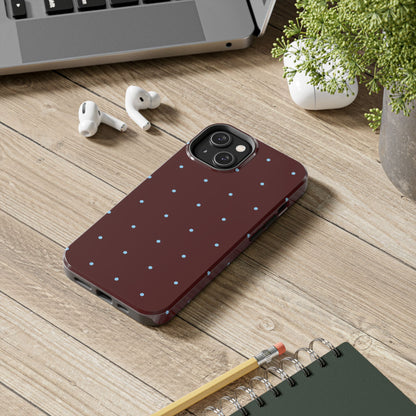 Burgundy & Blue Polka Phone Case