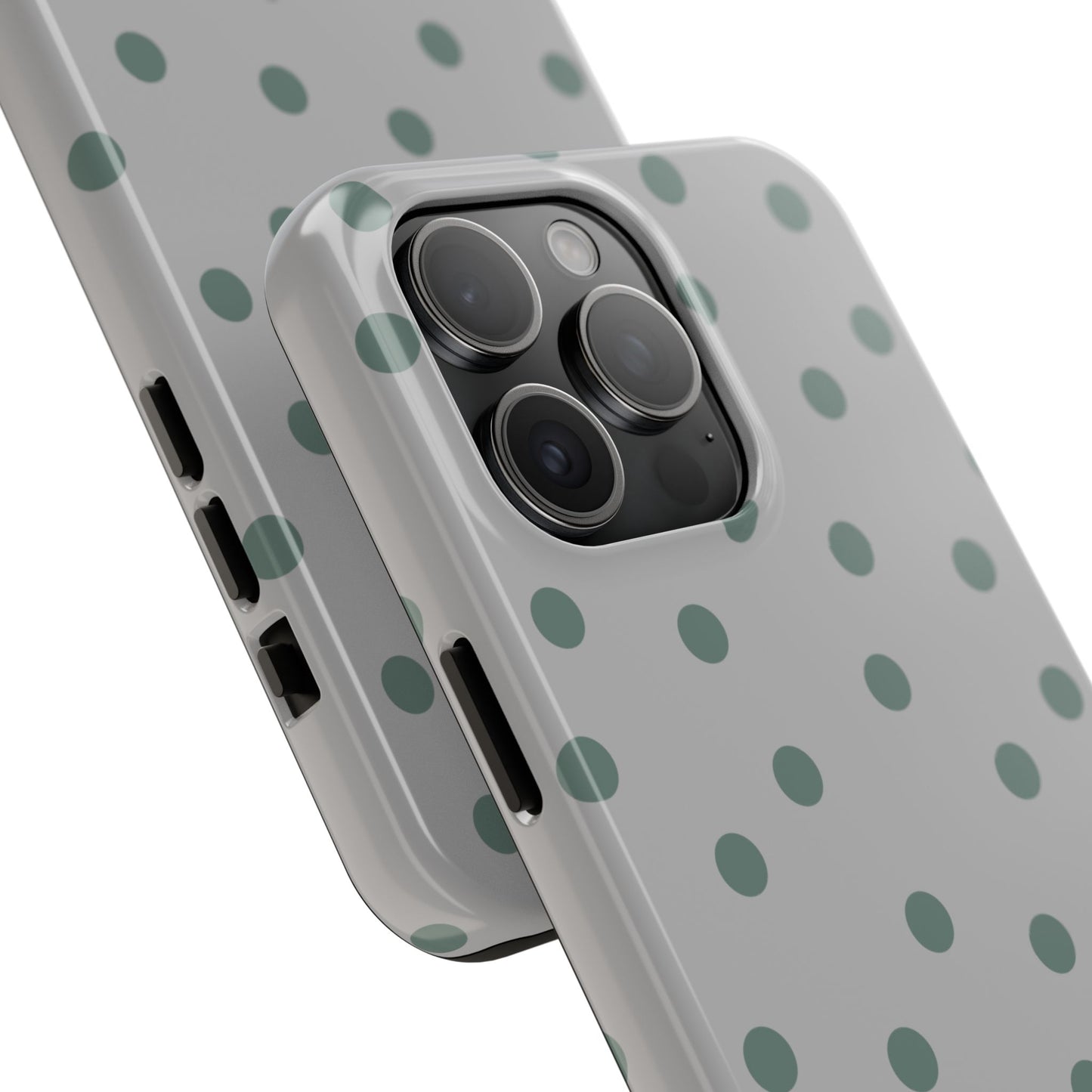 Gray & Green Polka Phone Case