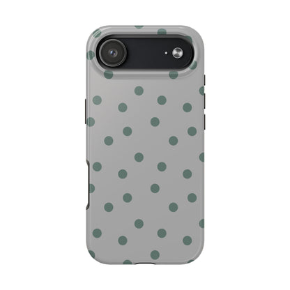 Gray & Green Polka Phone Case