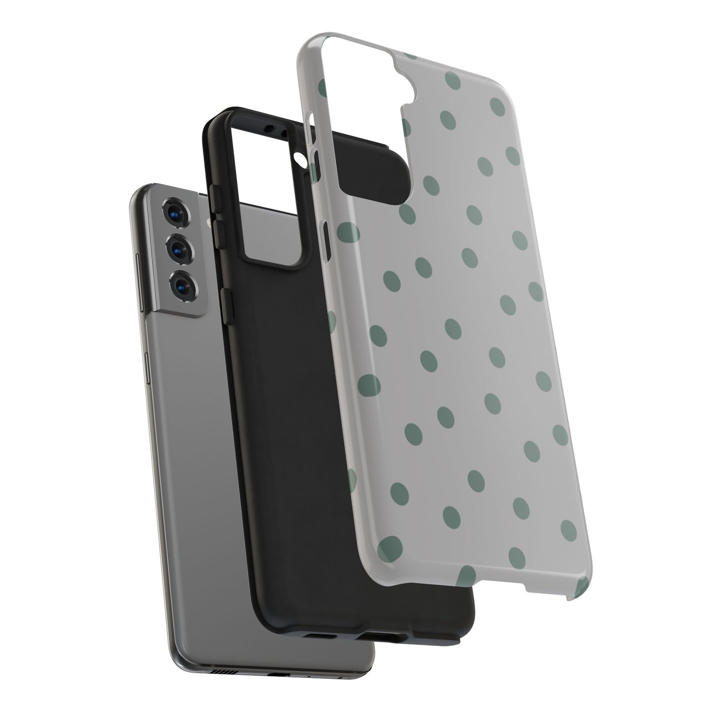 Gray & Green Polka Phone Case