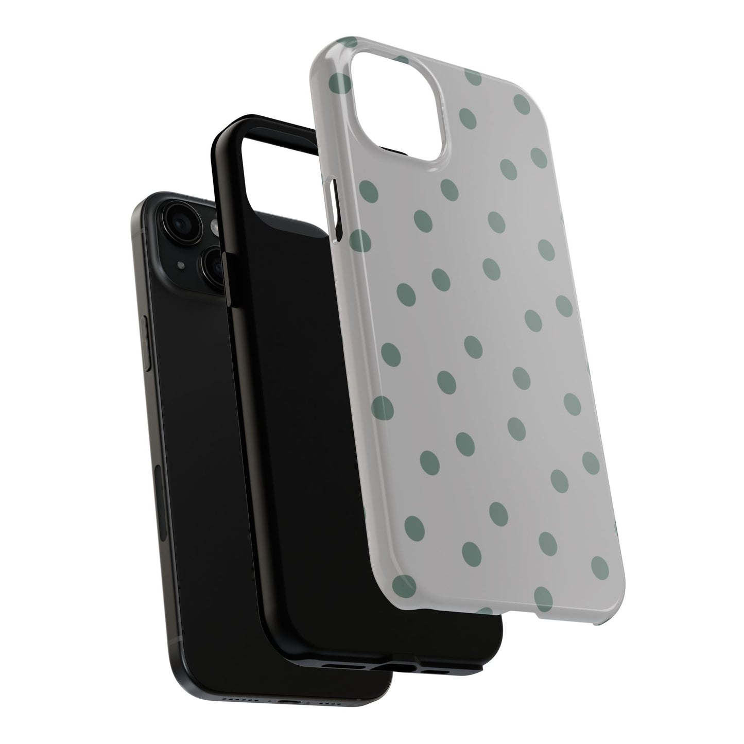 Gray & Green Polka Phone Case