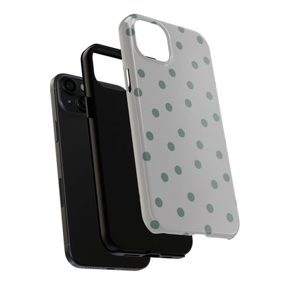 Gray & Green Polka Phone Case