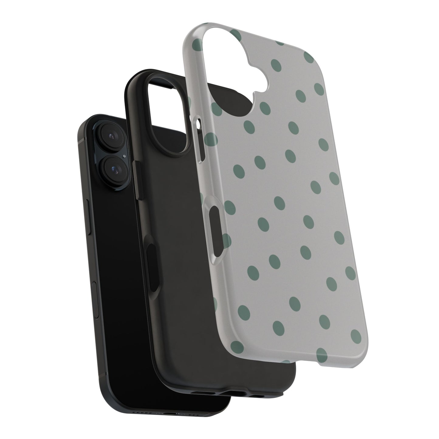 Gray & Green Polka Phone Case