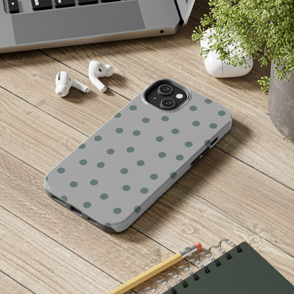 Gray & Green Polka Phone Case