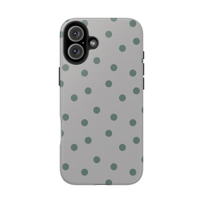 Gray & Green Polka Phone Case