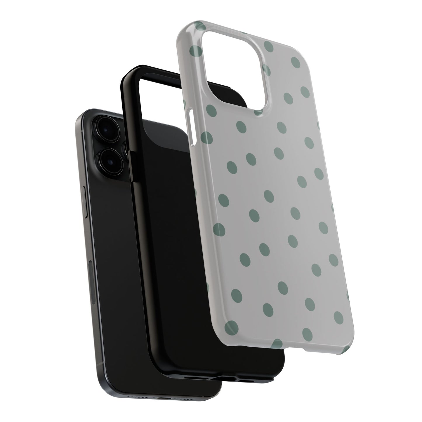 Gray & Green Polka Phone Case