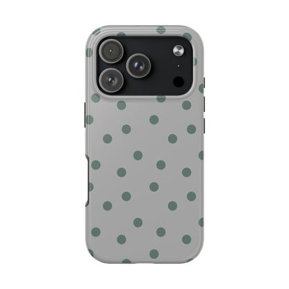 Gray & Green Polka Phone Case