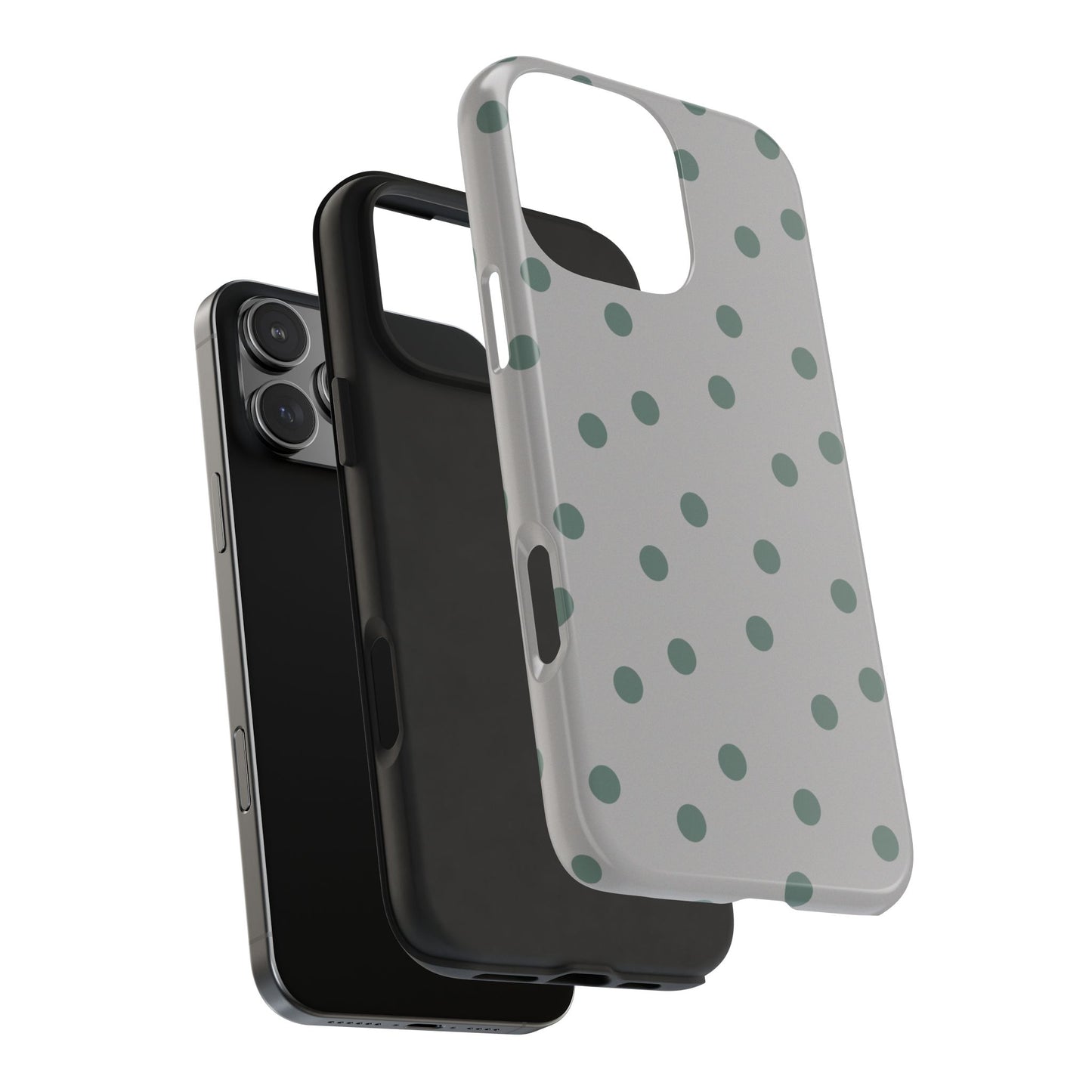 Gray & Green Polka Phone Case
