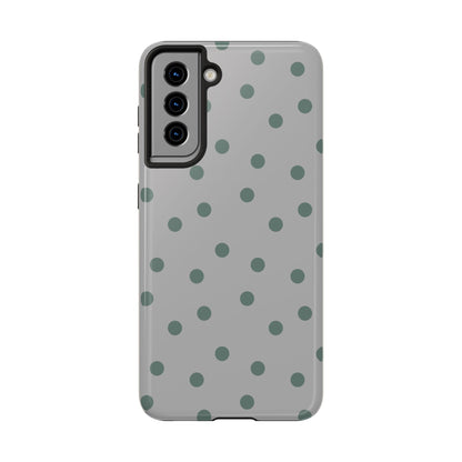 Gray & Green Polka Phone Case