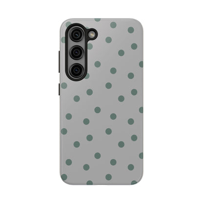 Gray & Green Polka Phone Case