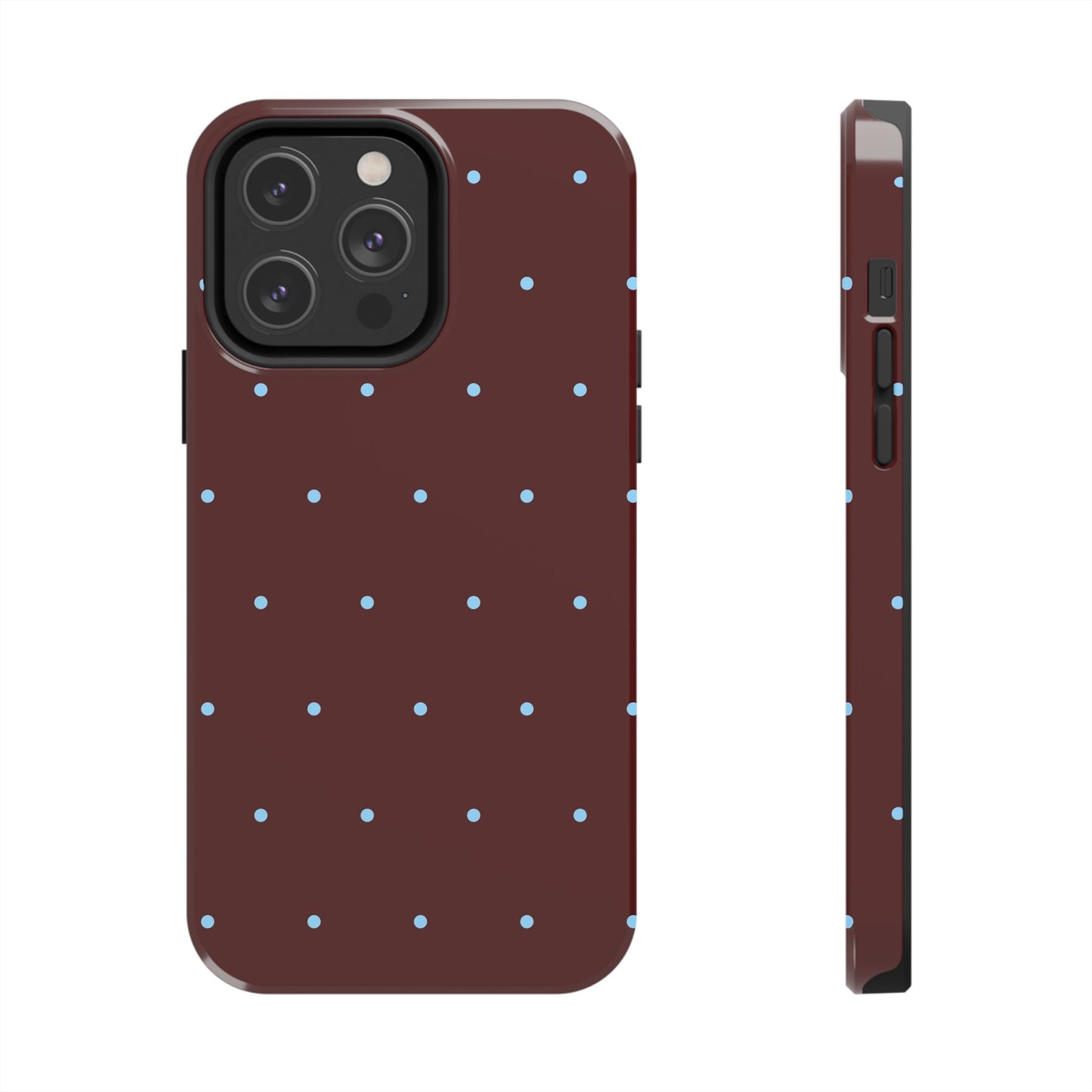Burgundy & Blue Polka Phone Case