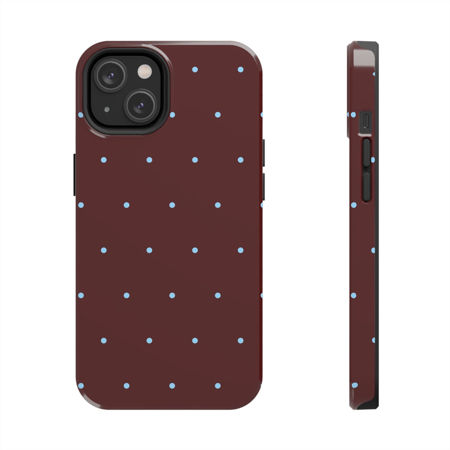 Burgundy & Blue Polka Phone Case