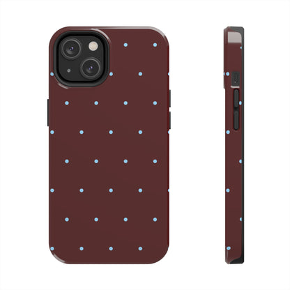 Burgundy & Blue Polka Phone Case