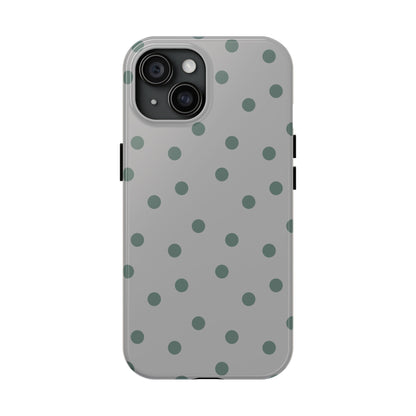 Gray & Green Polka Phone Case