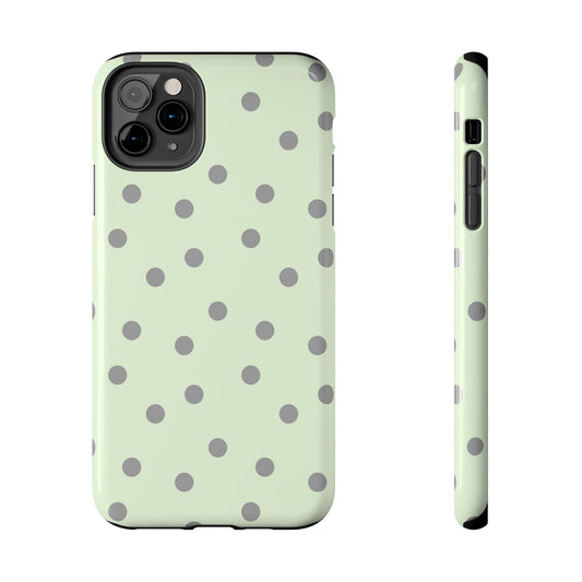 Green & Gray Polka Phone Case