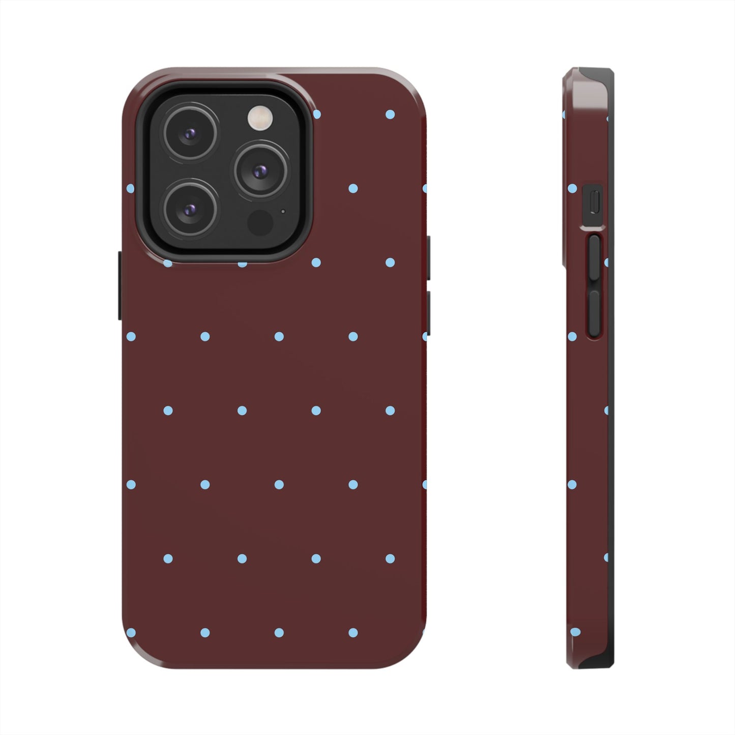 Burgundy & Blue Polka Phone Case