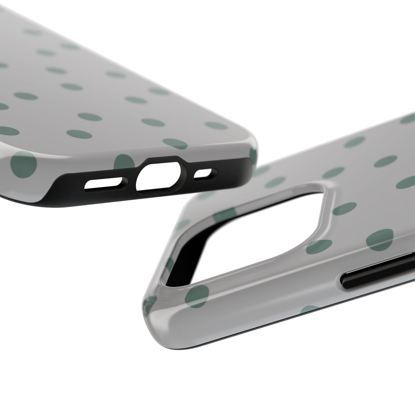 Gray & Green Polka Phone Case