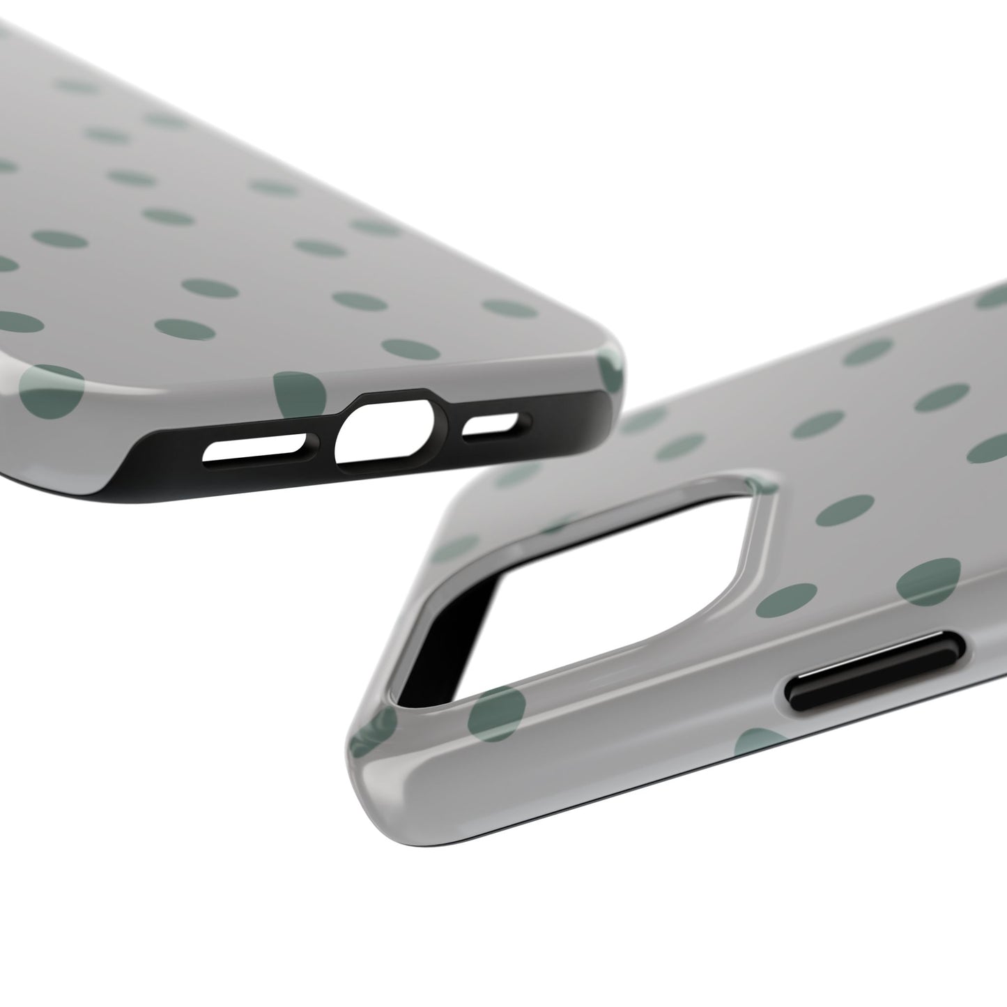 Gray & Green Polka Phone Case