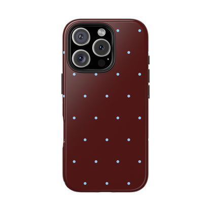 Burgundy & Blue Polka Phone Case