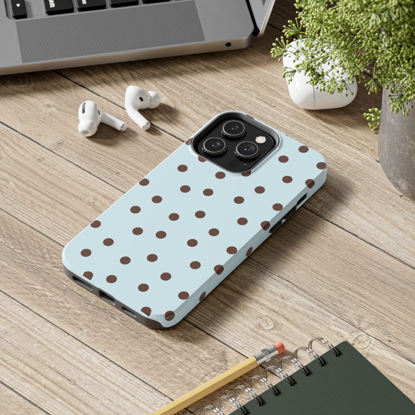 Blue & Brown Polka Phone Case