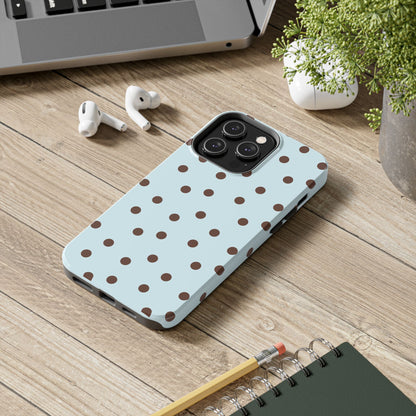 Blue & Brown Polka Phone Case