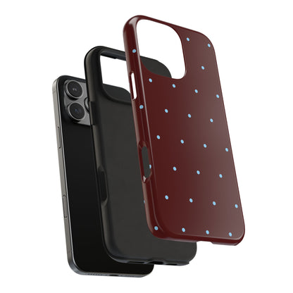 Burgundy & Blue Polka Phone Case