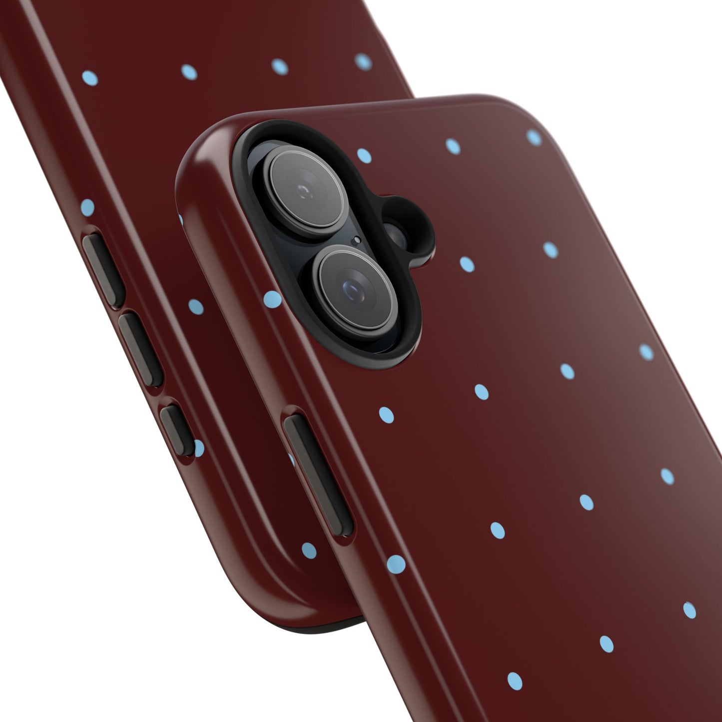 Burgundy & Blue Polka Phone Case