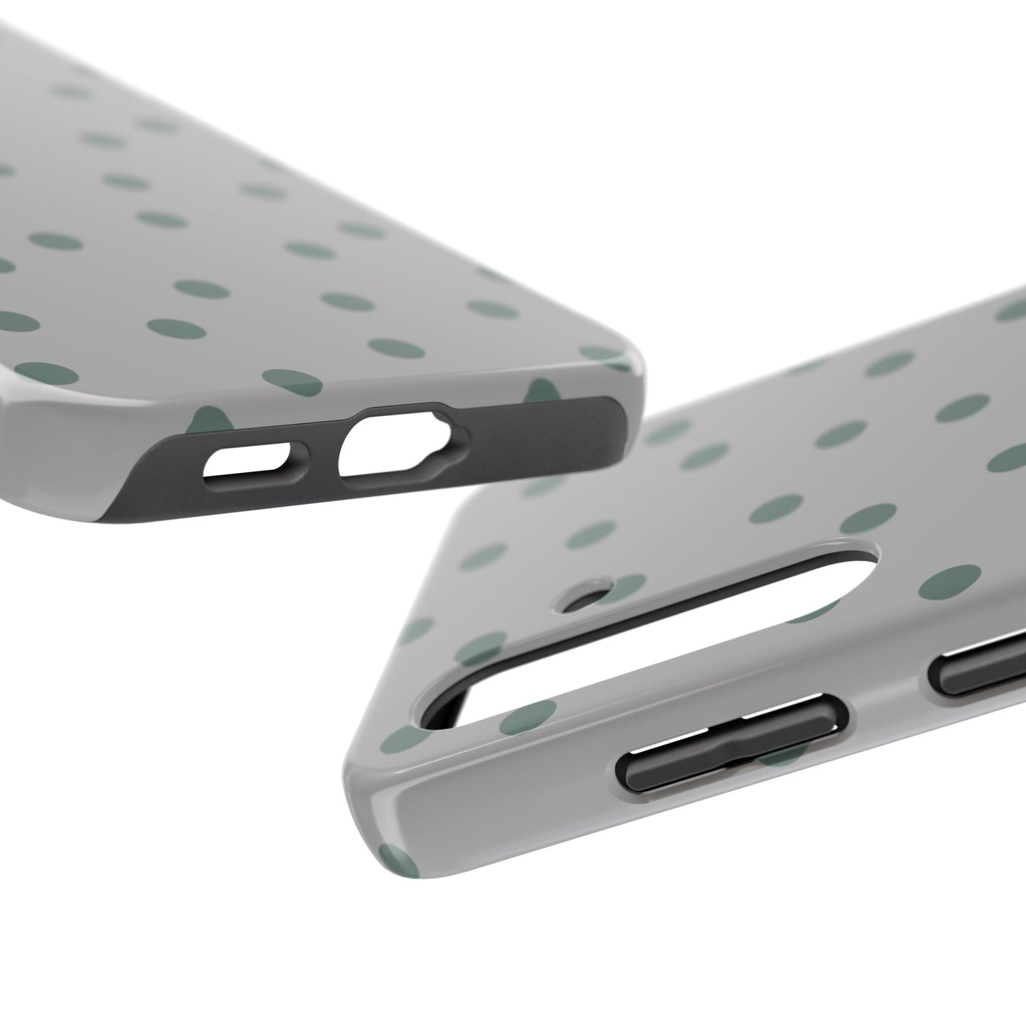 Gray & Green Polka Phone Case