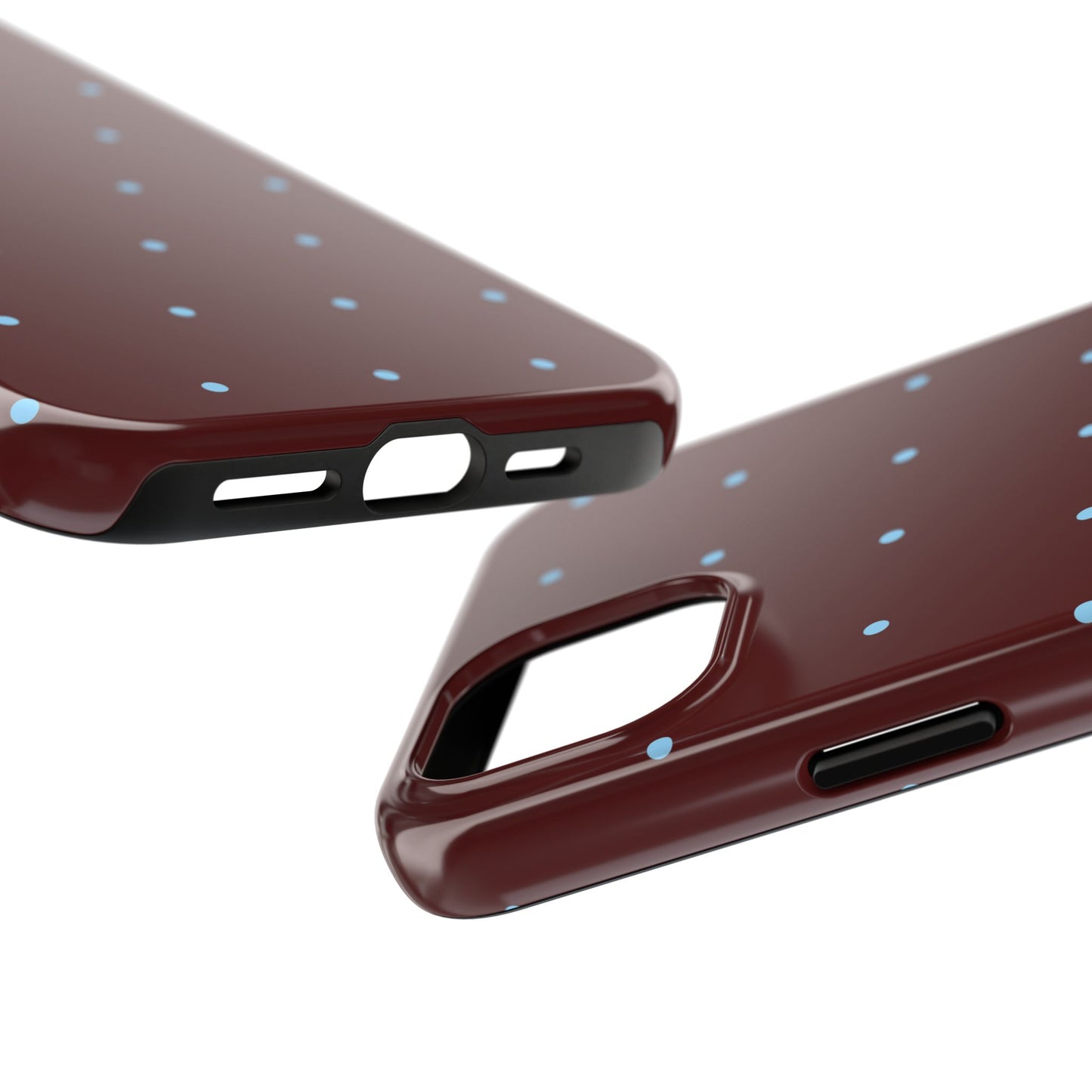 Burgundy & Blue Polka Phone Case