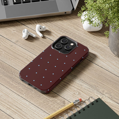 Burgundy & Blue Polka Phone Case