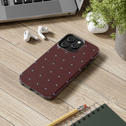 Burgundy & Blue Polka Phone Case